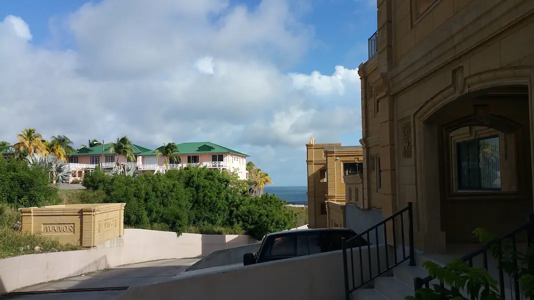 Manor by the Sea building entrance with sea view