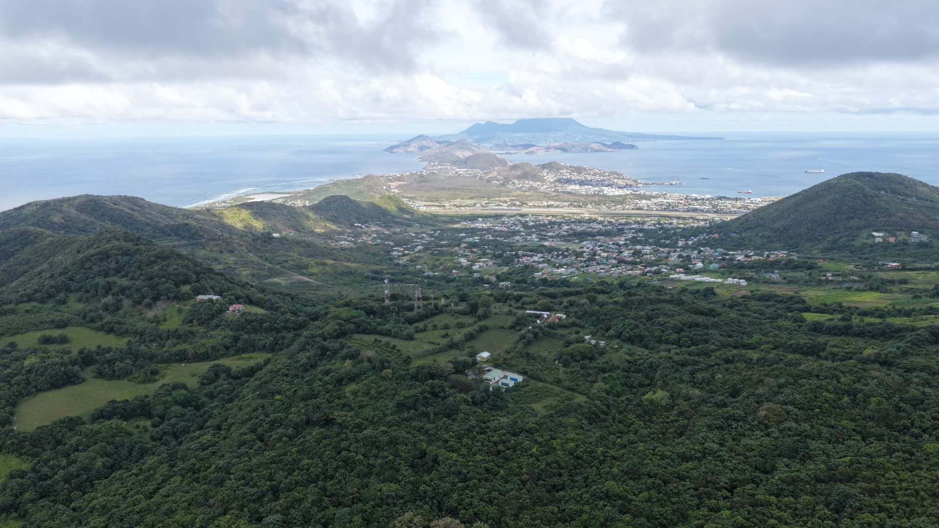 View from Green Hill toward Basseterre and Nevis