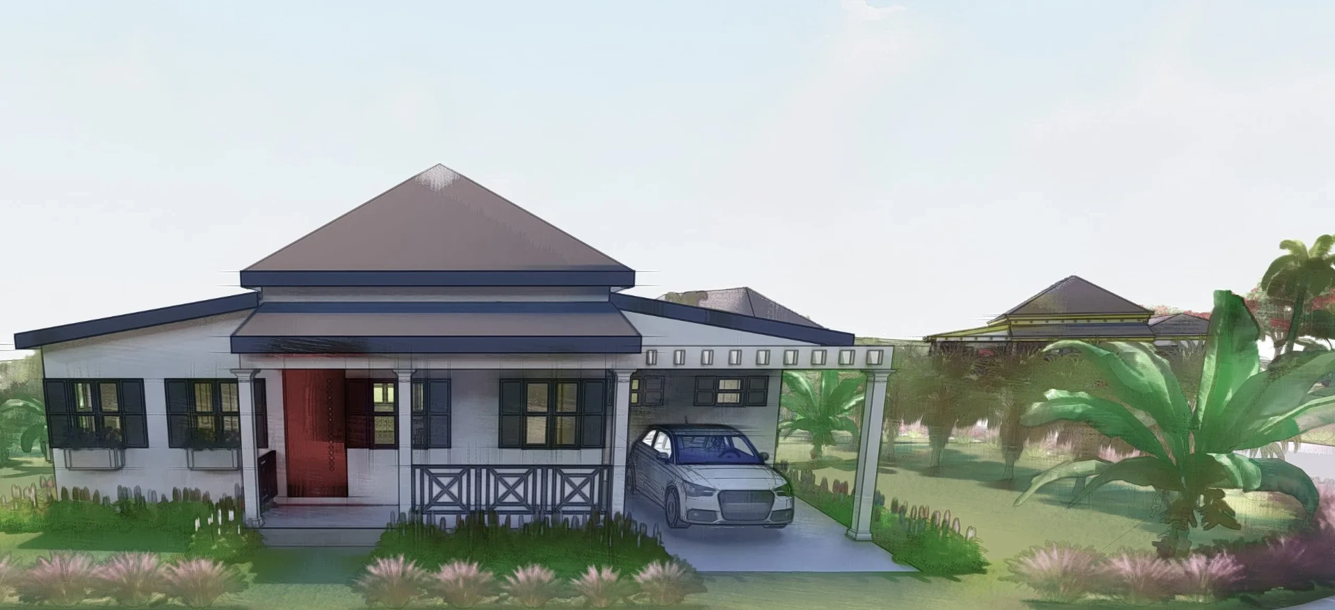 Traditional 3 Bedroom architectural render