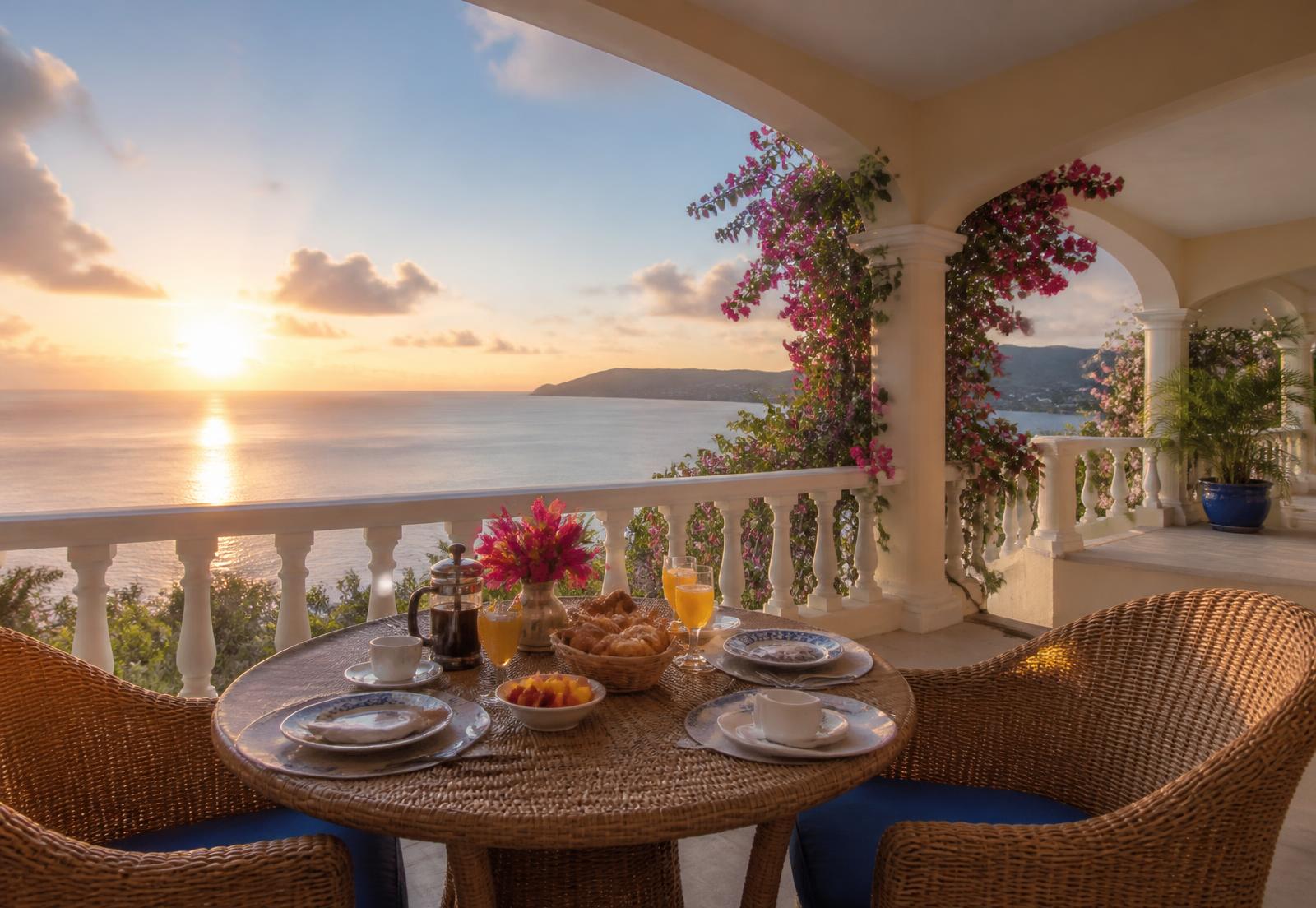 Morning terrace of a Caribbean retirement residence
